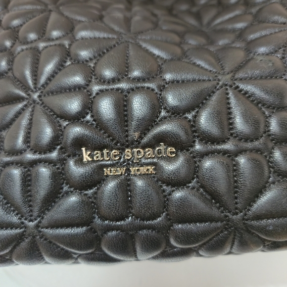 Kate Spade Black and Gold Bloom Quilted Backpack Purse - Picture 2 of 16
